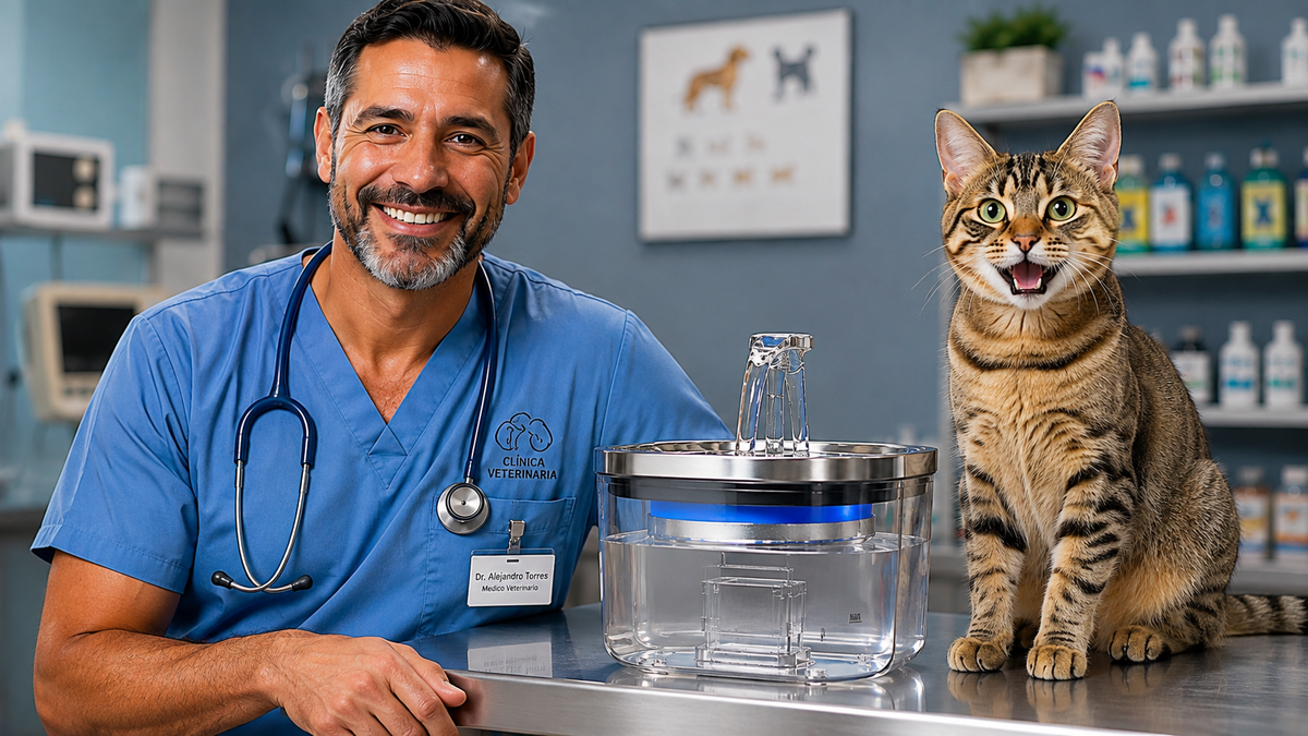 Veterinario recomienda la fuente de agua para gatos